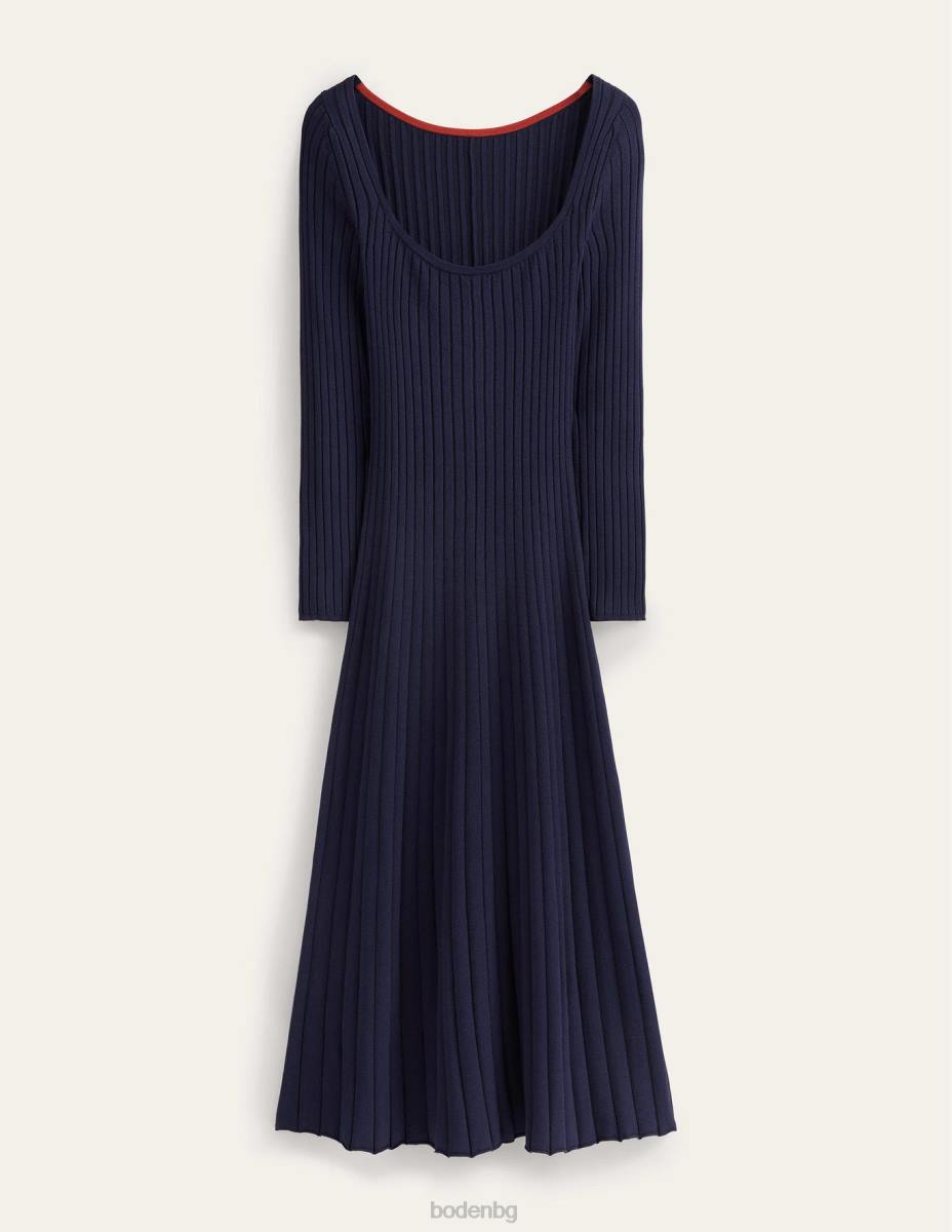 облекло Boden плетена миди рокля с широко деколте военноморски флот Жени LL681478