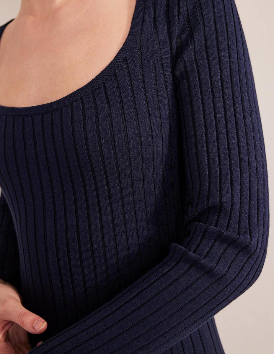 облекло Boden плетена миди рокля с широко деколте военноморски флот Жени LL681478