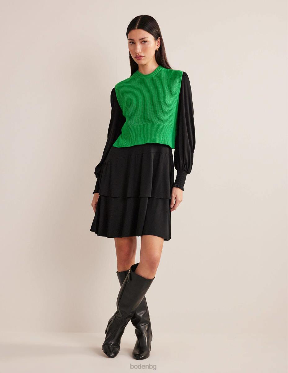 облекло Boden многоетажна мини рокля от трико черен Жени LL681497