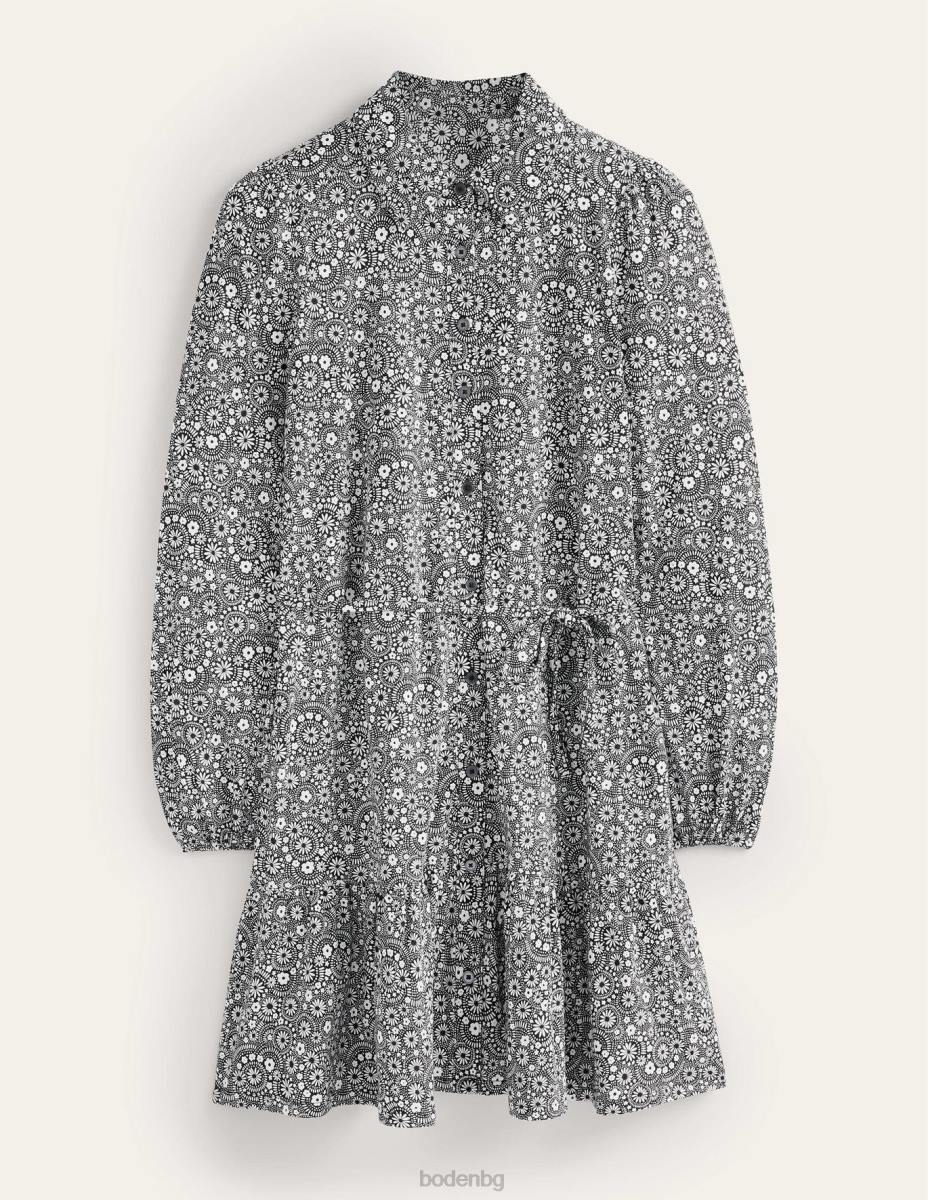 облекло Boden мини рокля с трикотажна риза черна и точкова маргаритка Жени LL681506