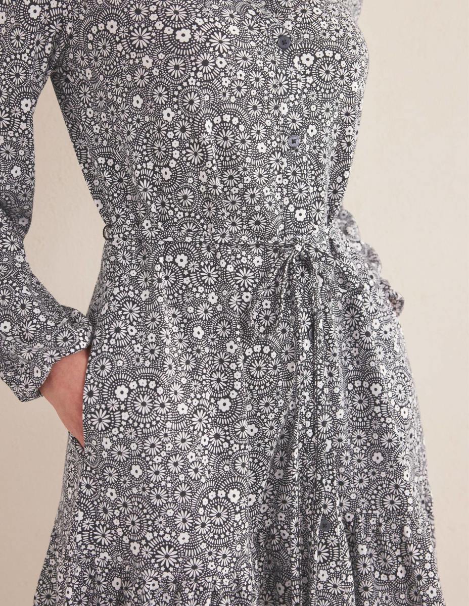 облекло Boden мини рокля с трикотажна риза черна и точкова маргаритка Жени LL681506