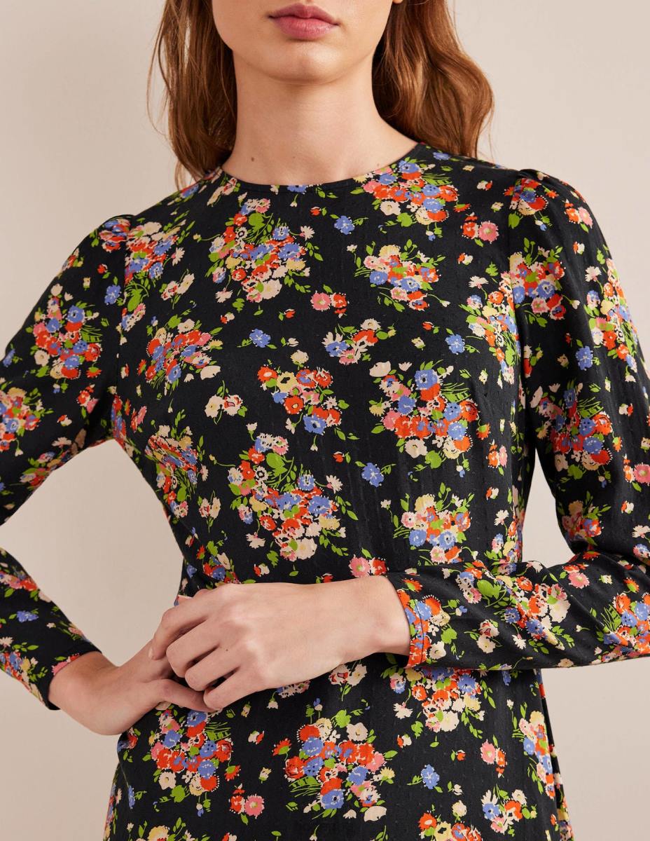 облекло Boden рокля с кръгло деколте черен и див клъстер Жени LL681510