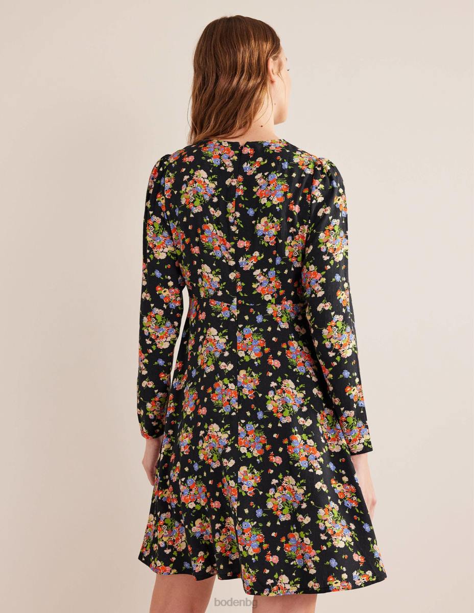 облекло Boden рокля с кръгло деколте черен и див клъстер Жени LL681510