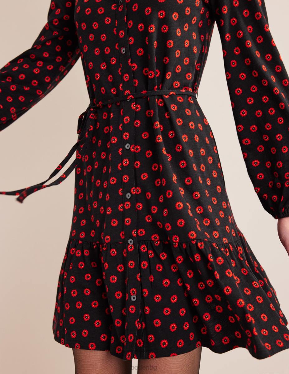 облекло Boden мини рокля с трикотажна риза черна и пъпка на петуния Жени LL681547