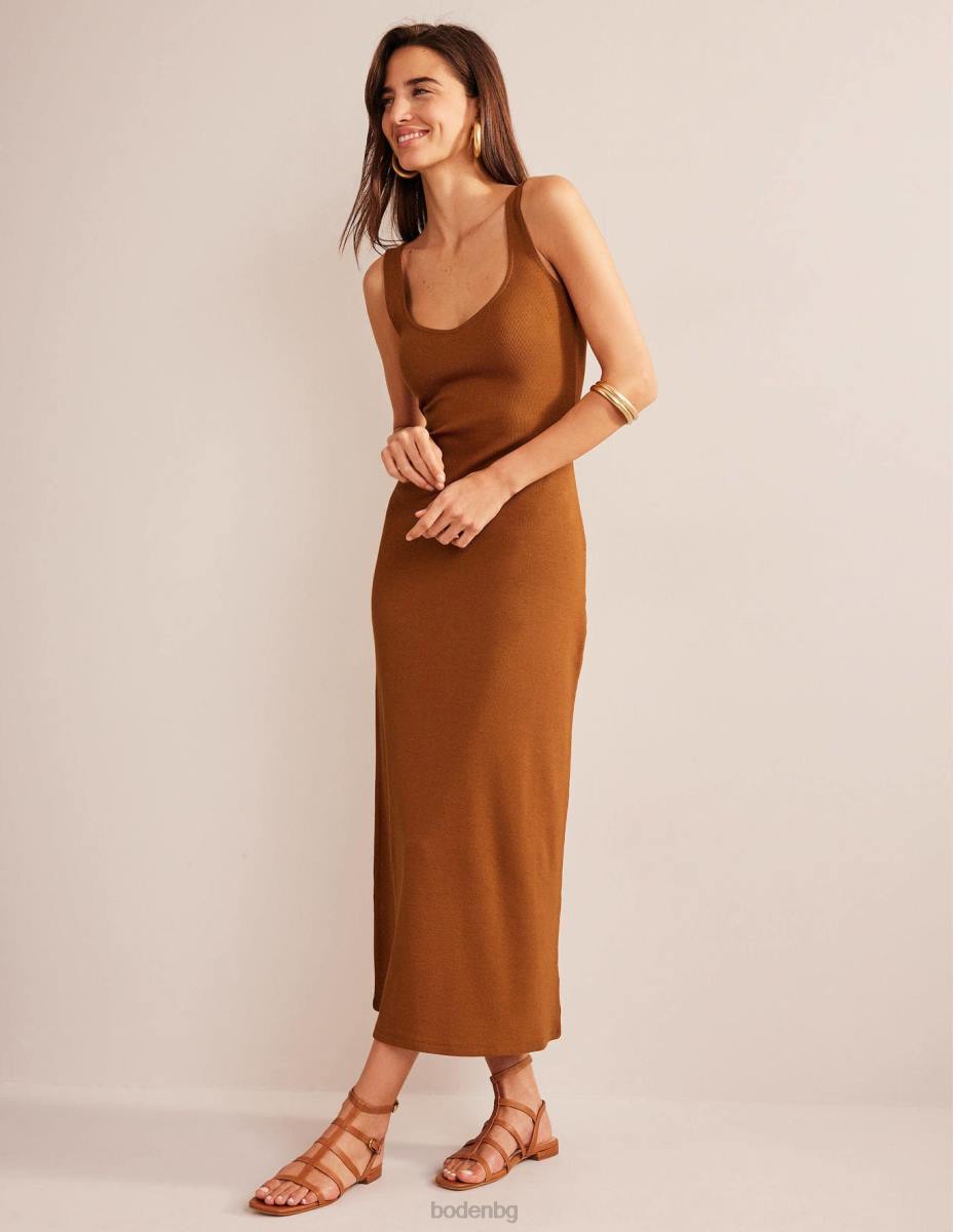 облекло Boden макси рокля от трико с презрамки тиква Жени LL681549