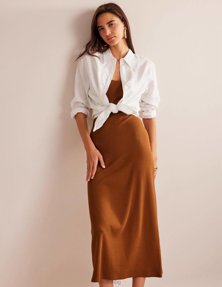 облекло Boden макси рокля от трико с презрамки тиква Жени LL681549