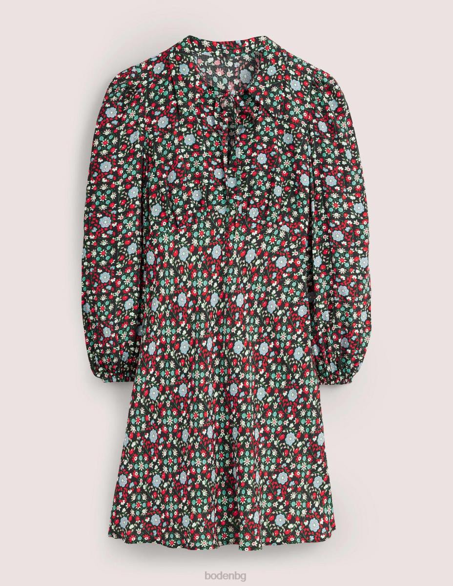 облекло Boden рокля с риза с вратовръзка черна и гардения вихър Жени LL681559