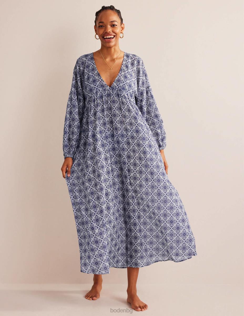 облекло Boden макси империя плажен кафтан вихър от слонова кост и флора Жени LL681567