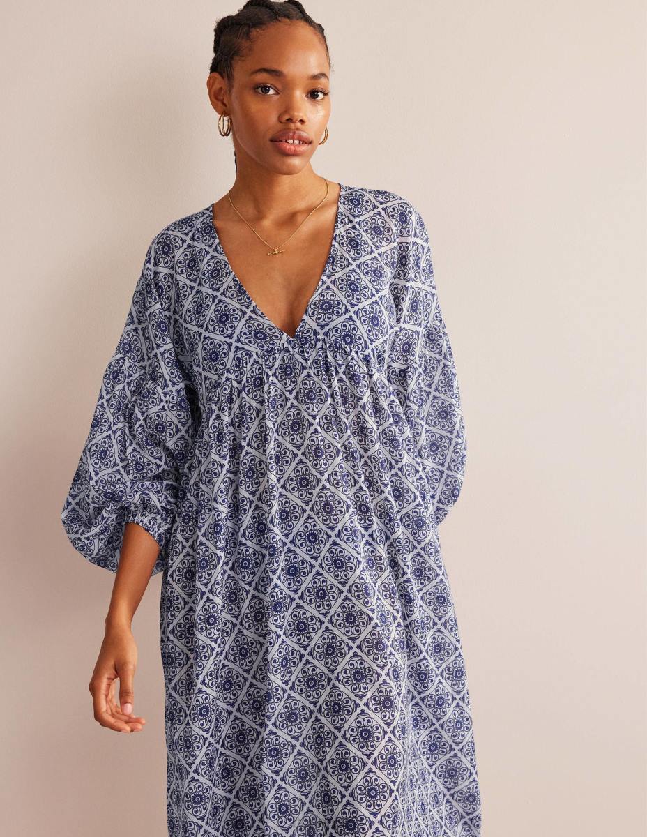 облекло Boden макси империя плажен кафтан вихър от слонова кост и флора Жени LL681567