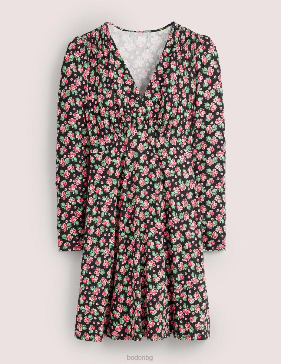 облекло Boden мини рокля за чай от трико черна и диамантена роза Жени LL681603