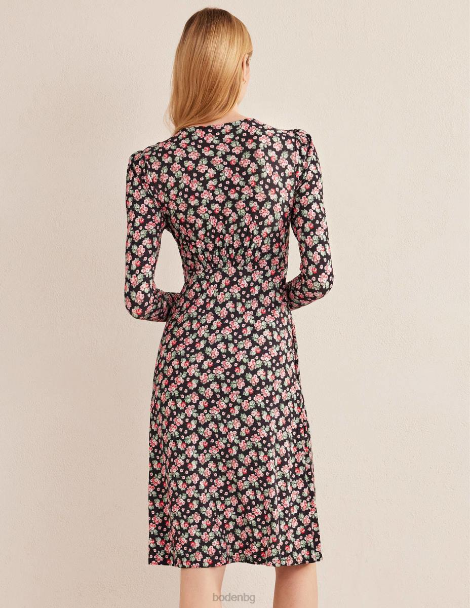 облекло Boden мини рокля за чай от трико черна и диамантена роза Жени LL681603