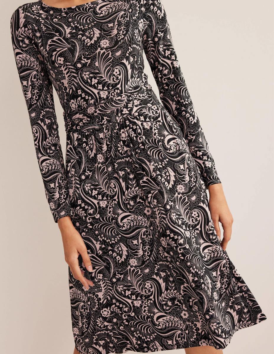 облекло Boden рокля от трико на абигейл черна и пейсли точка Жени LL681607