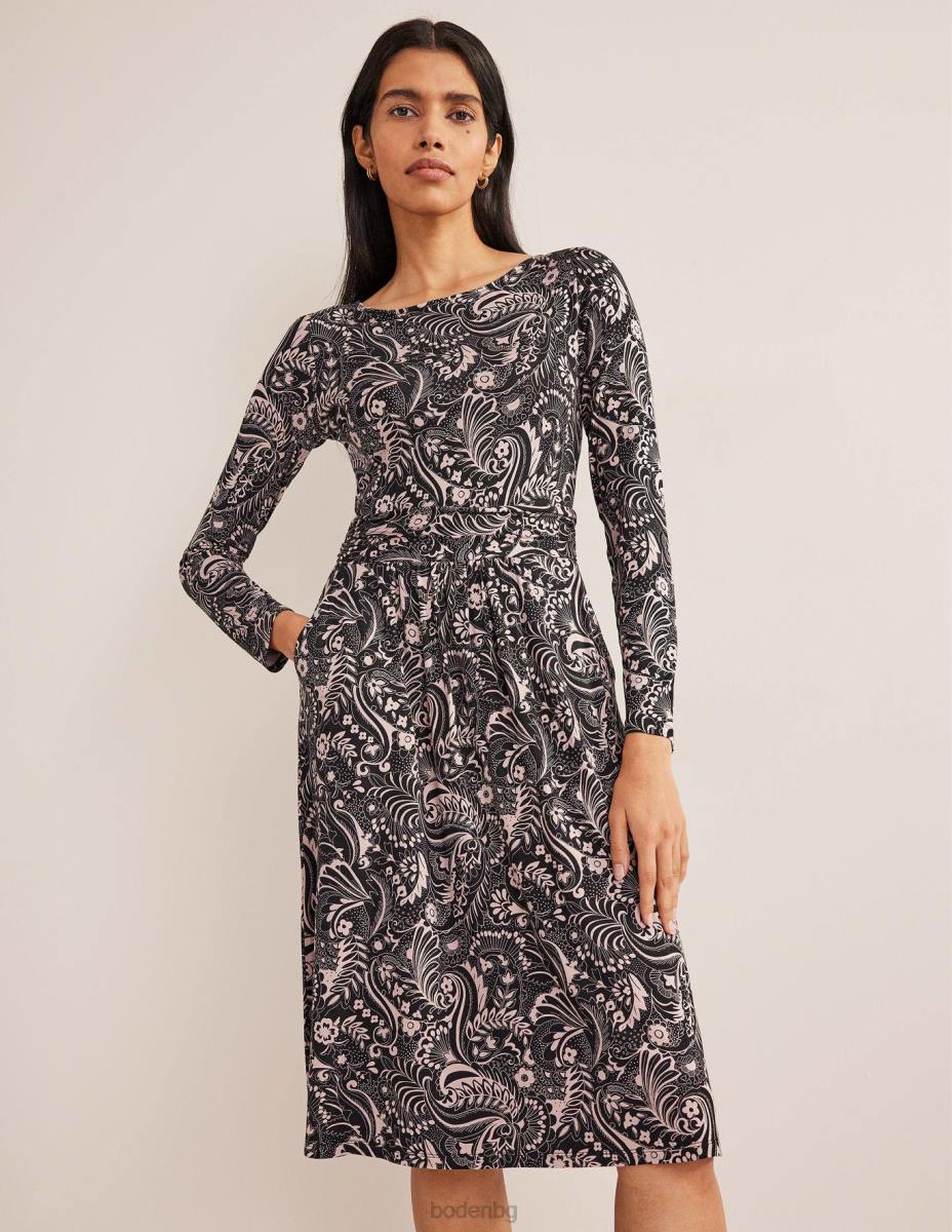 облекло Boden рокля от трико на абигейл черна и пейсли точка Жени LL681607