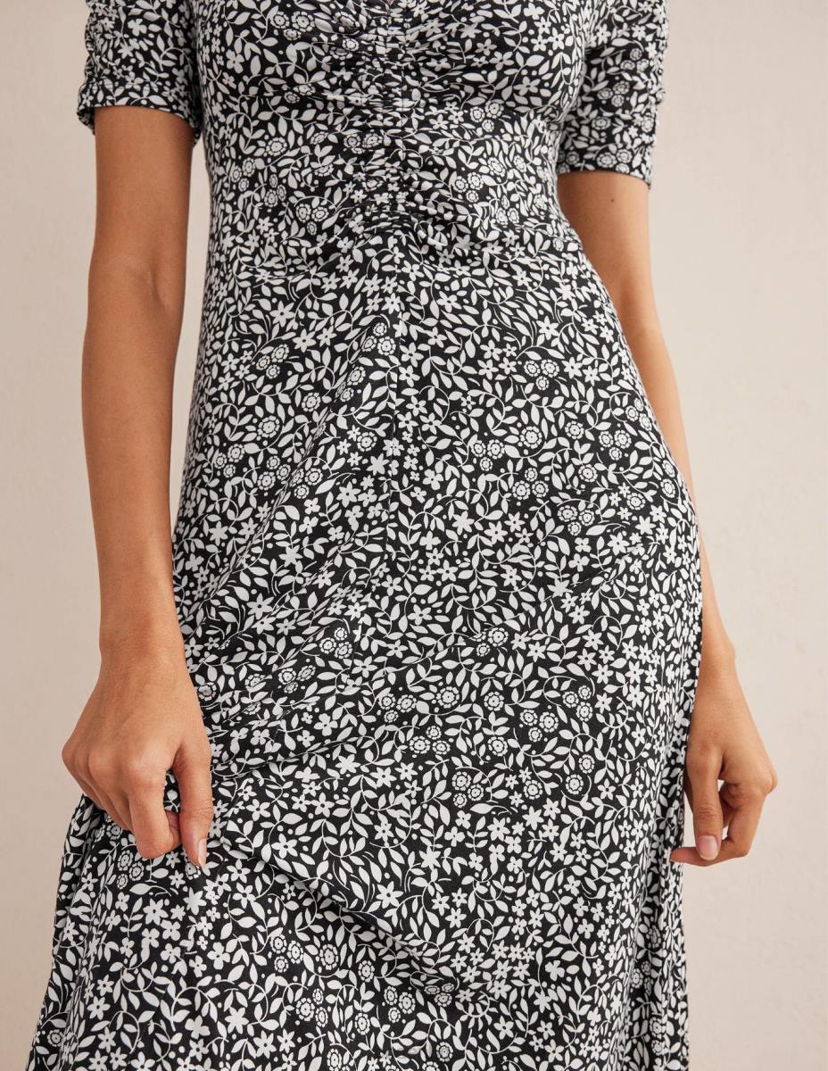 облекло Boden миди рокля от трико от трико черен и слънчогледов поп Жени LL681616