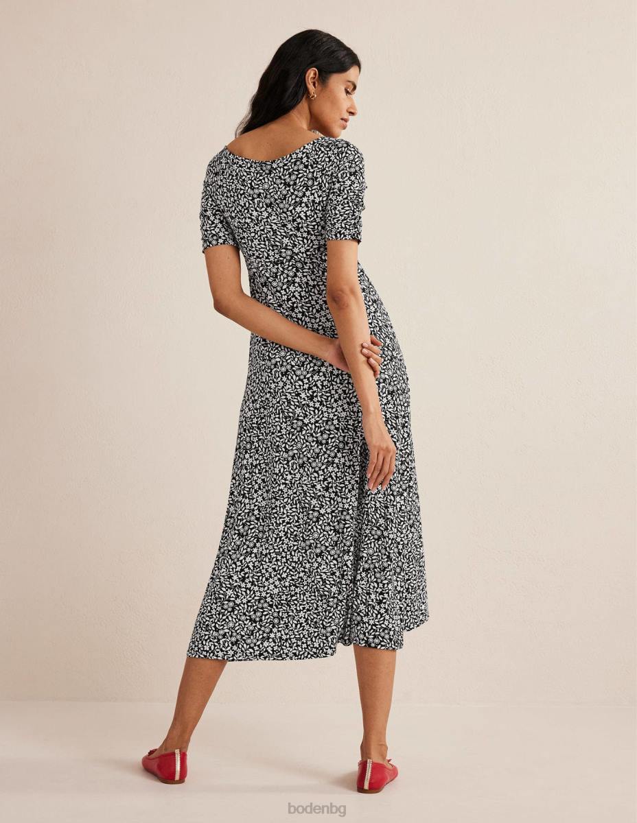 облекло Boden миди рокля от трико от трико черен и слънчогледов поп Жени LL681616