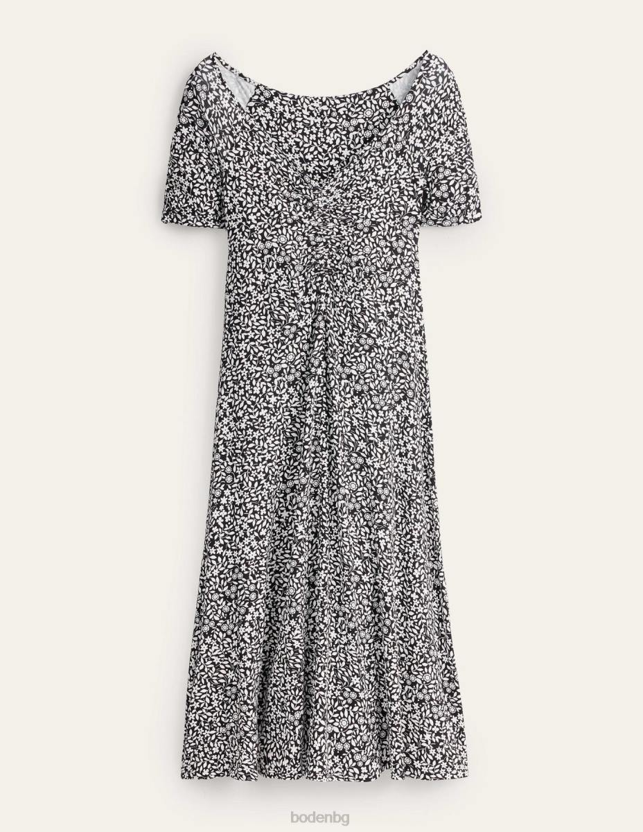 облекло Boden миди рокля от трико от трико черен и слънчогледов поп Жени LL681616