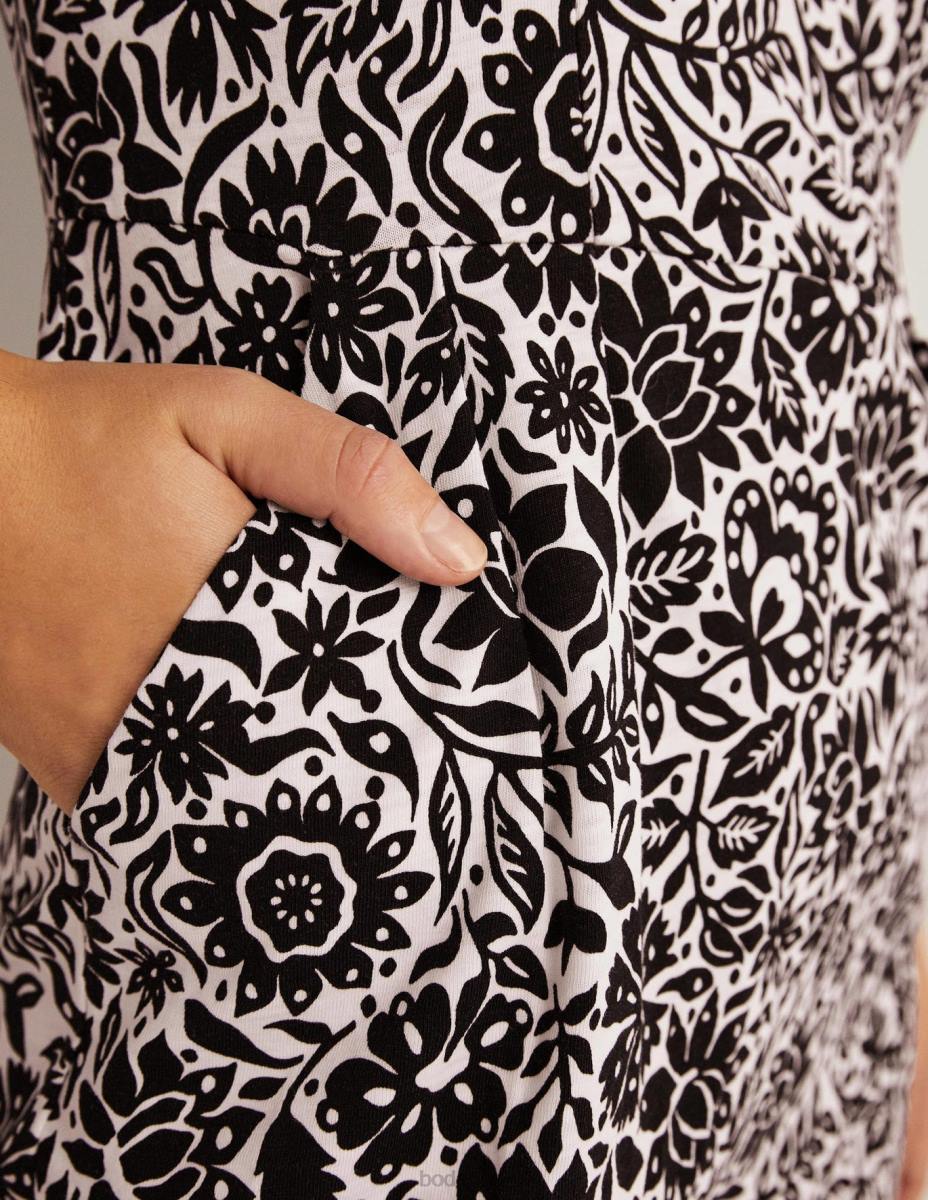 облекло Boden пени рокля от трико черен и зеленина Жени LL681626