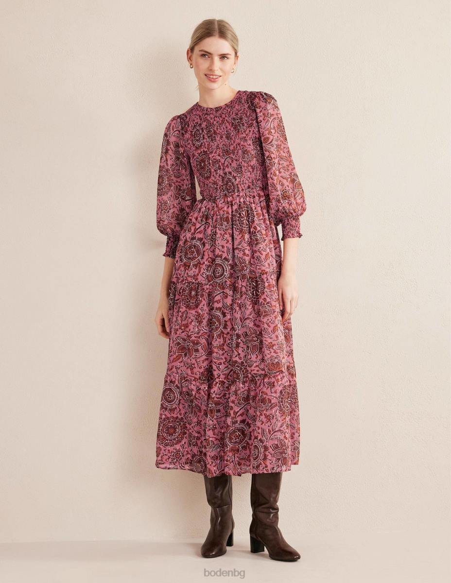 облекло Boden макси рокля в метален цвят избелели рози и гоблен с цветя Жени LL681654