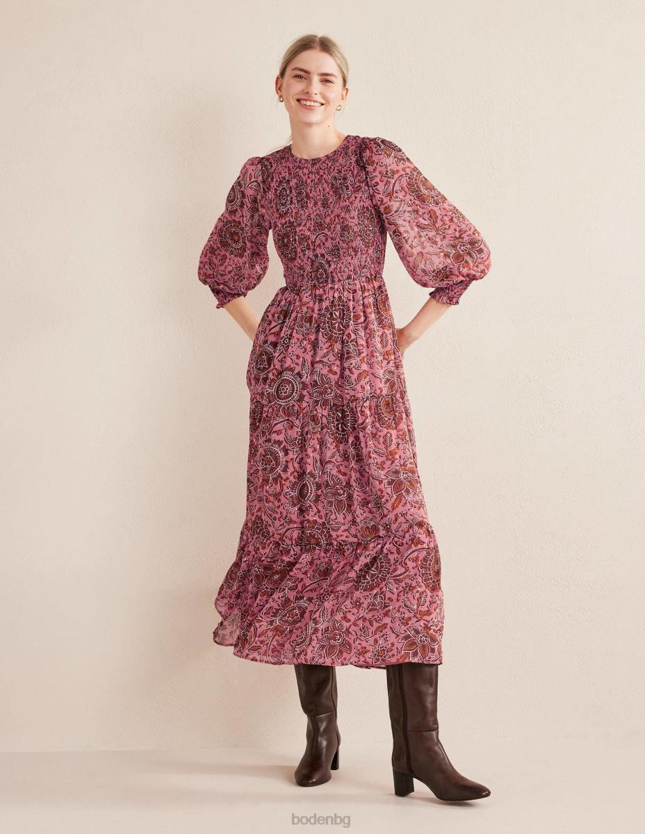 облекло Boden макси рокля в метален цвят избелели рози и гоблен с цветя Жени LL681654