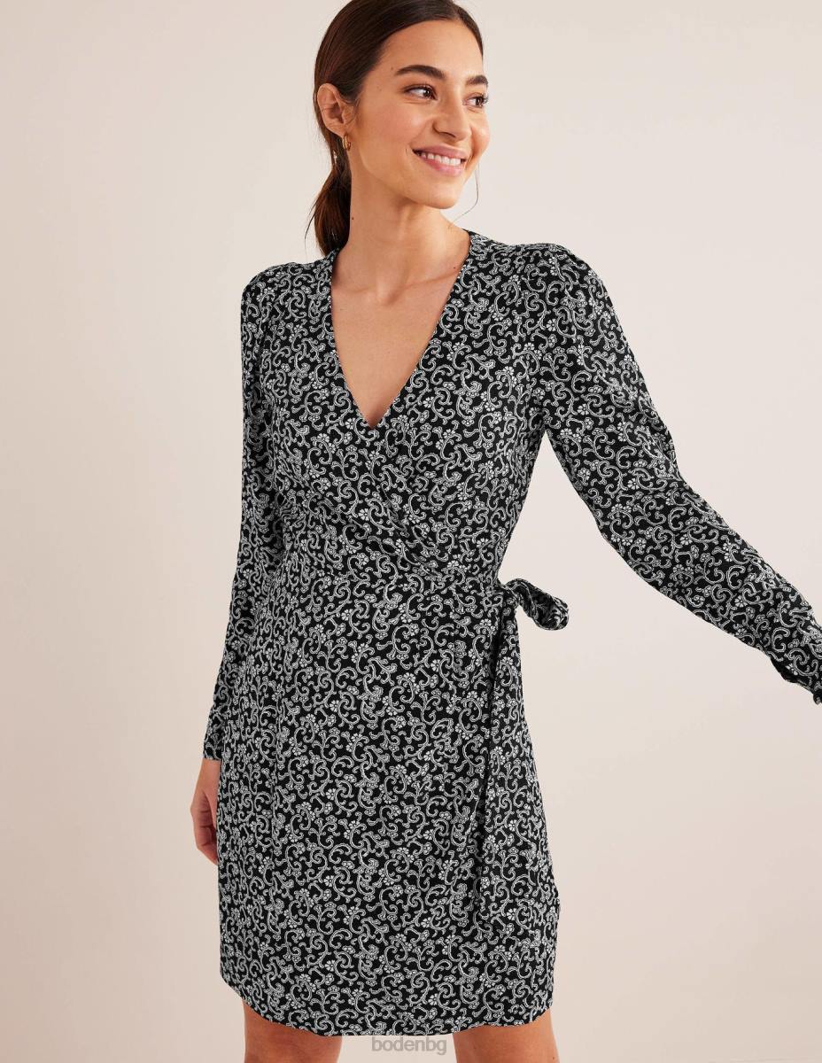 облекло Boden мини рокля с детайли черен и вихрен стрък Жени LL681702