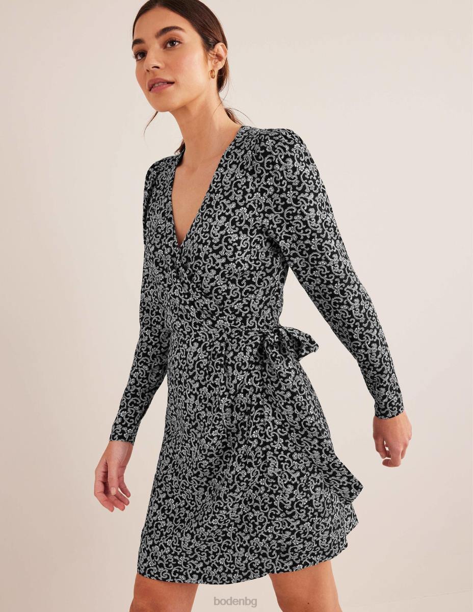 облекло Boden мини рокля с детайли черен и вихрен стрък Жени LL681702