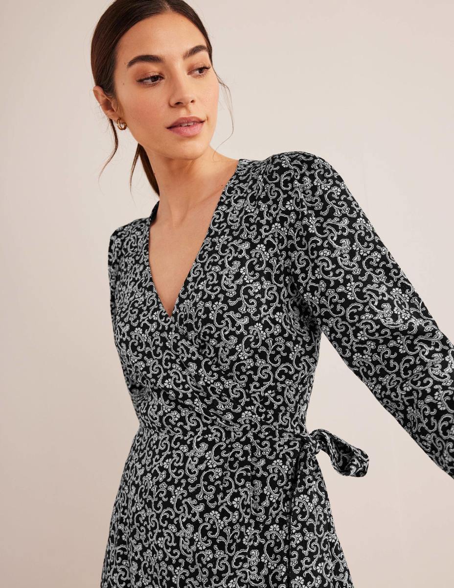 облекло Boden мини рокля с детайли черен и вихрен стрък Жени LL681702