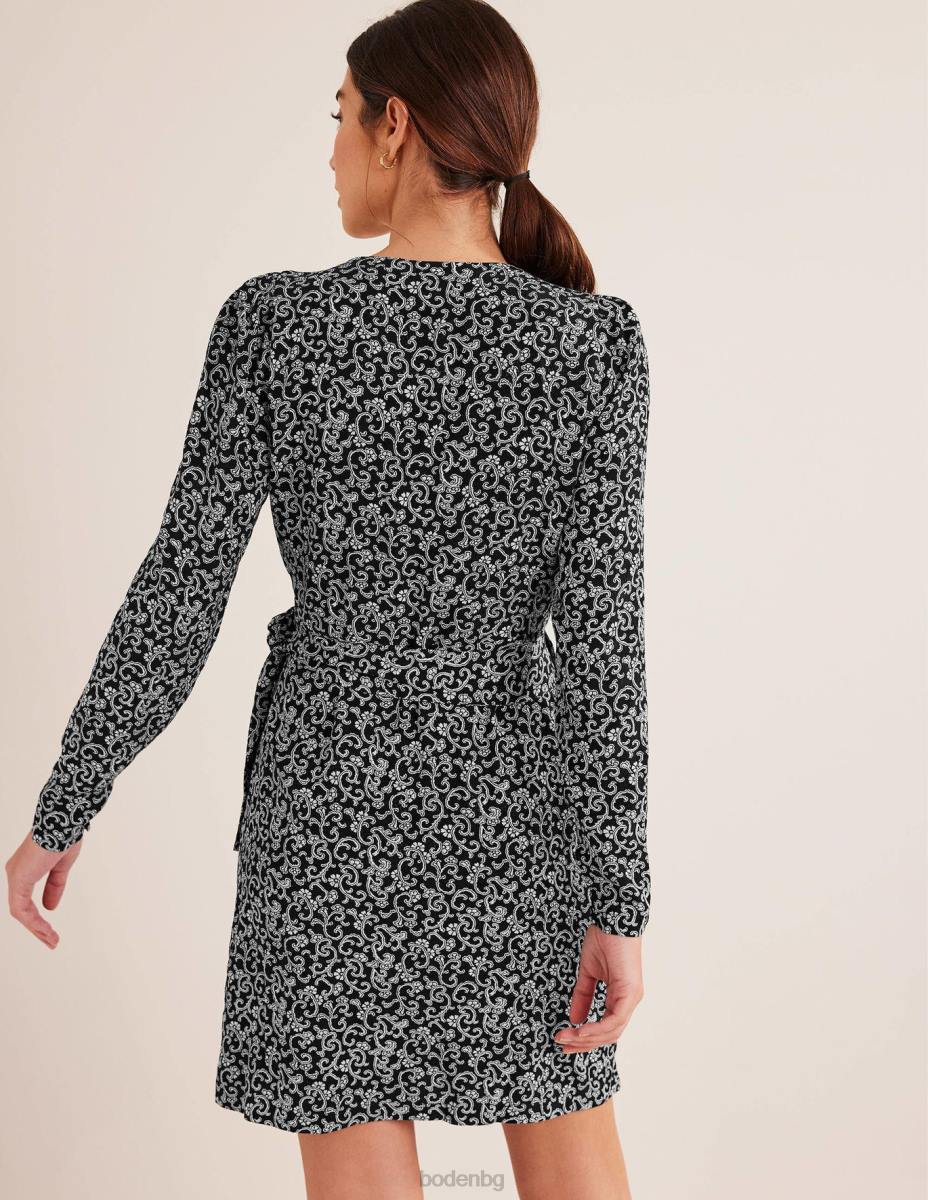 облекло Boden мини рокля с детайли черен и вихрен стрък Жени LL681702