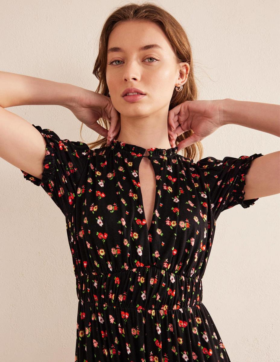 облекло Boden миди рокля от трико от трико черно и изискано клонче Жени LL681729