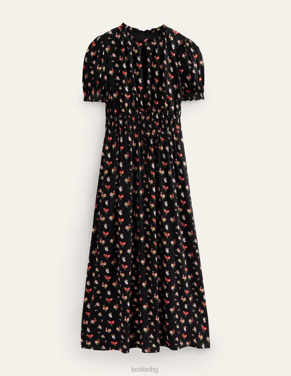 облекло Boden миди рокля от трико от трико черно и изискано клонче Жени LL681729