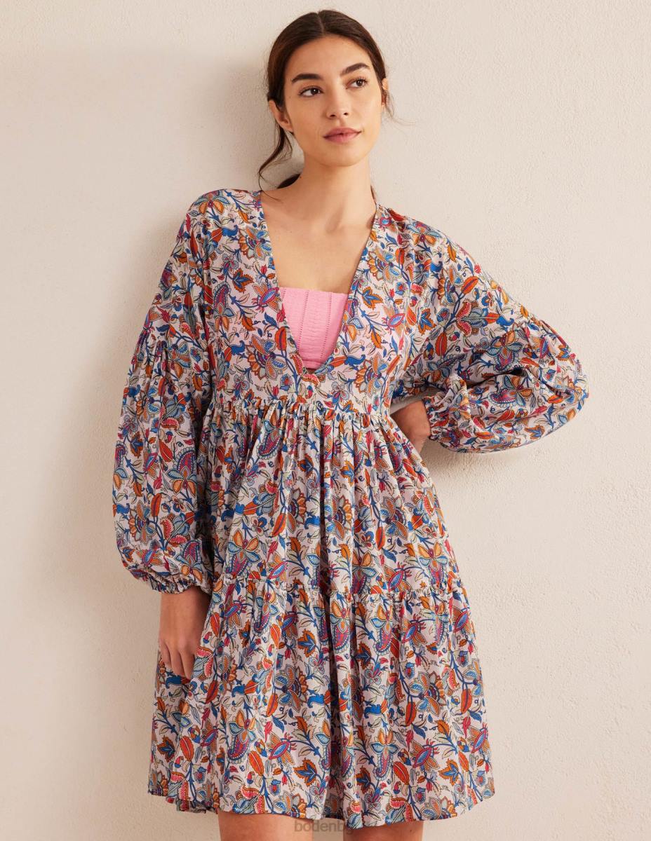 облекло Boden спокойна многоетажна плажна рокля мъглявини синьо и пейсли лоза Жени LL681730