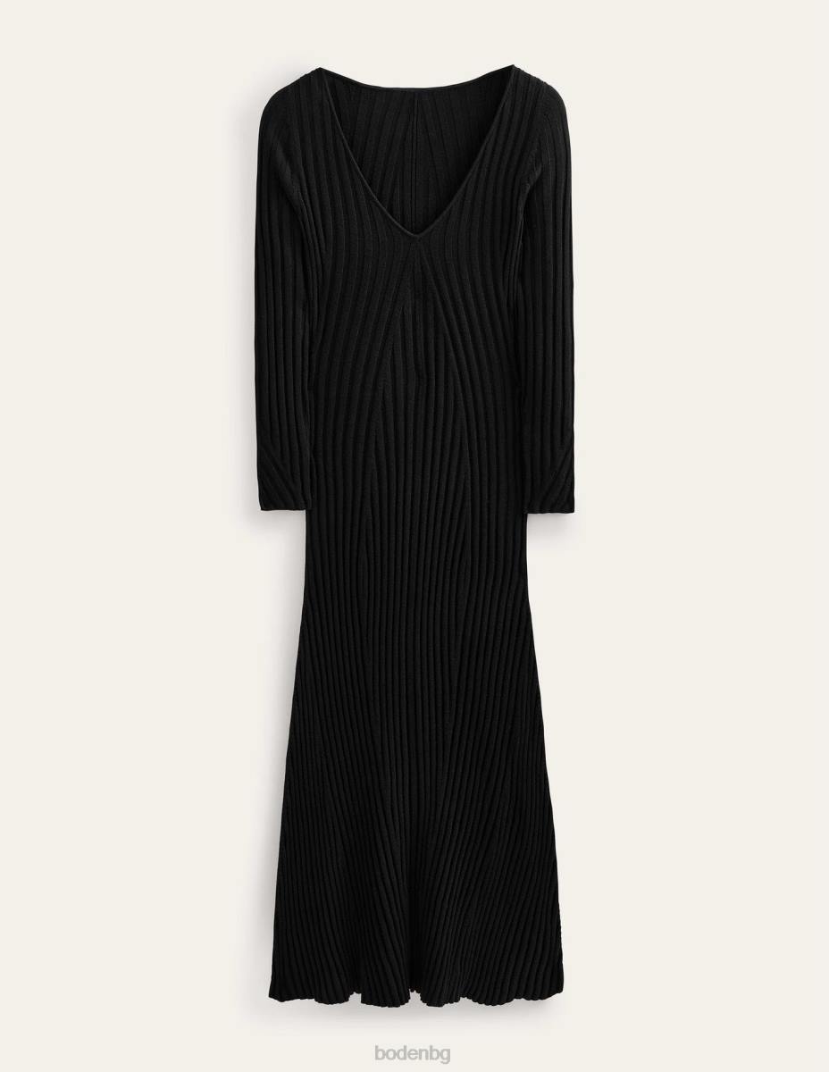 облекло Boden рипсирана макси рокля черен Жени LL681874