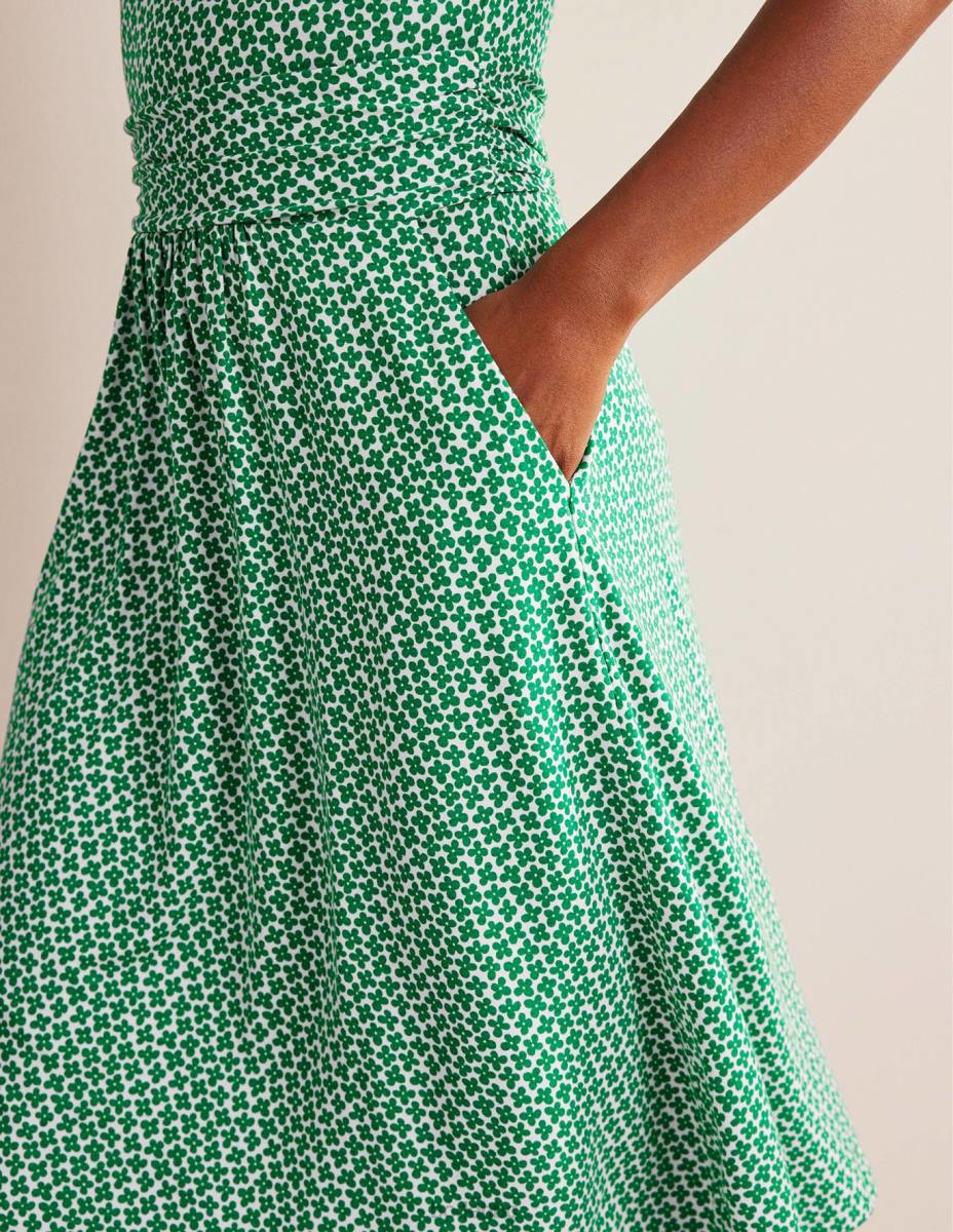 облекло Boden рокля от трико на Амели зелена поляна и пъпка от маргаритка Жени LL6819