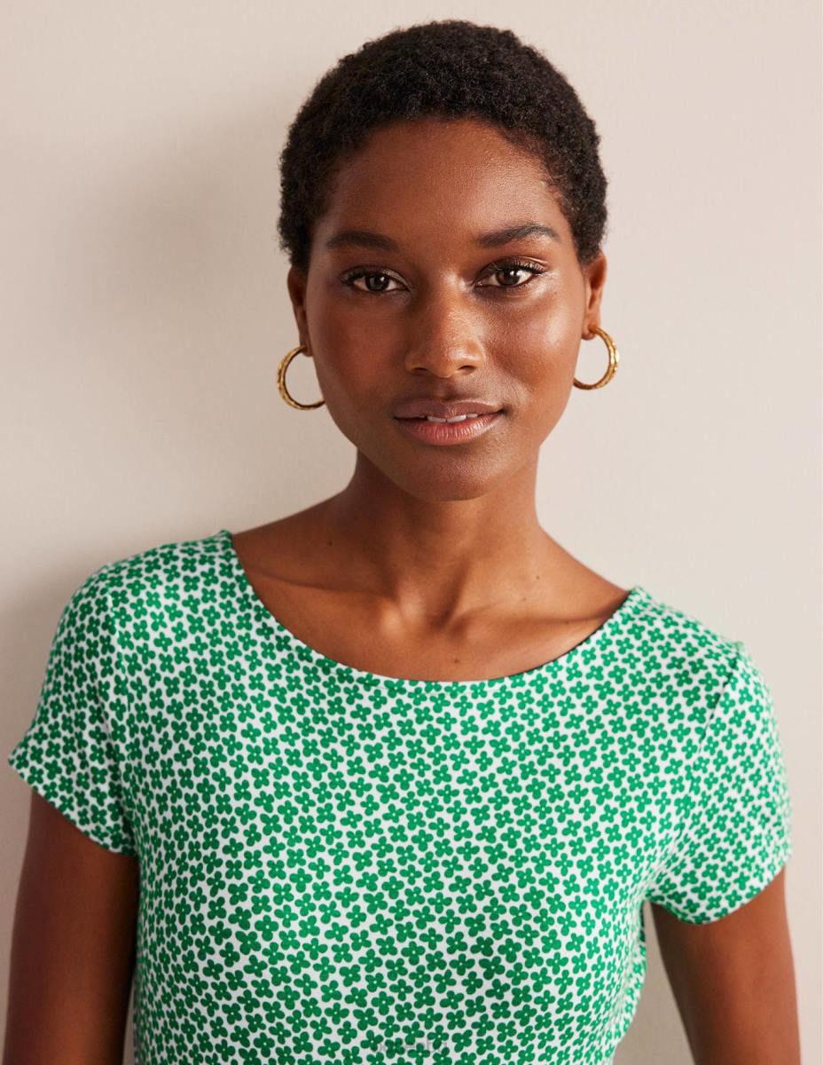 облекло Boden рокля от трико на Амели зелена поляна и пъпка от маргаритка Жени LL6819