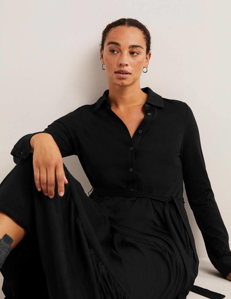 облекло Boden макси рокля от трико от трико черен Жени LL682018