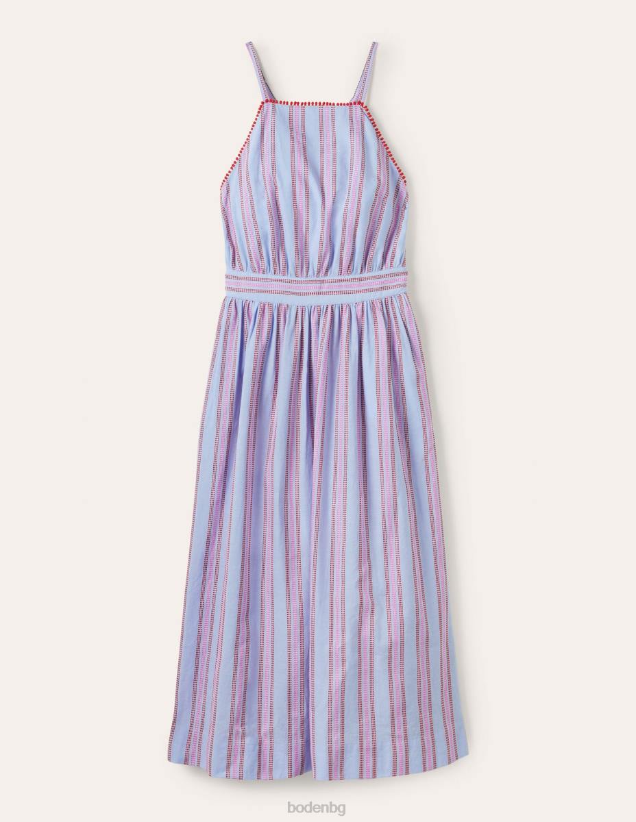 облекло Boden миди рокля с раирана деколте драконово червено и поп теменуга Жени LL682026