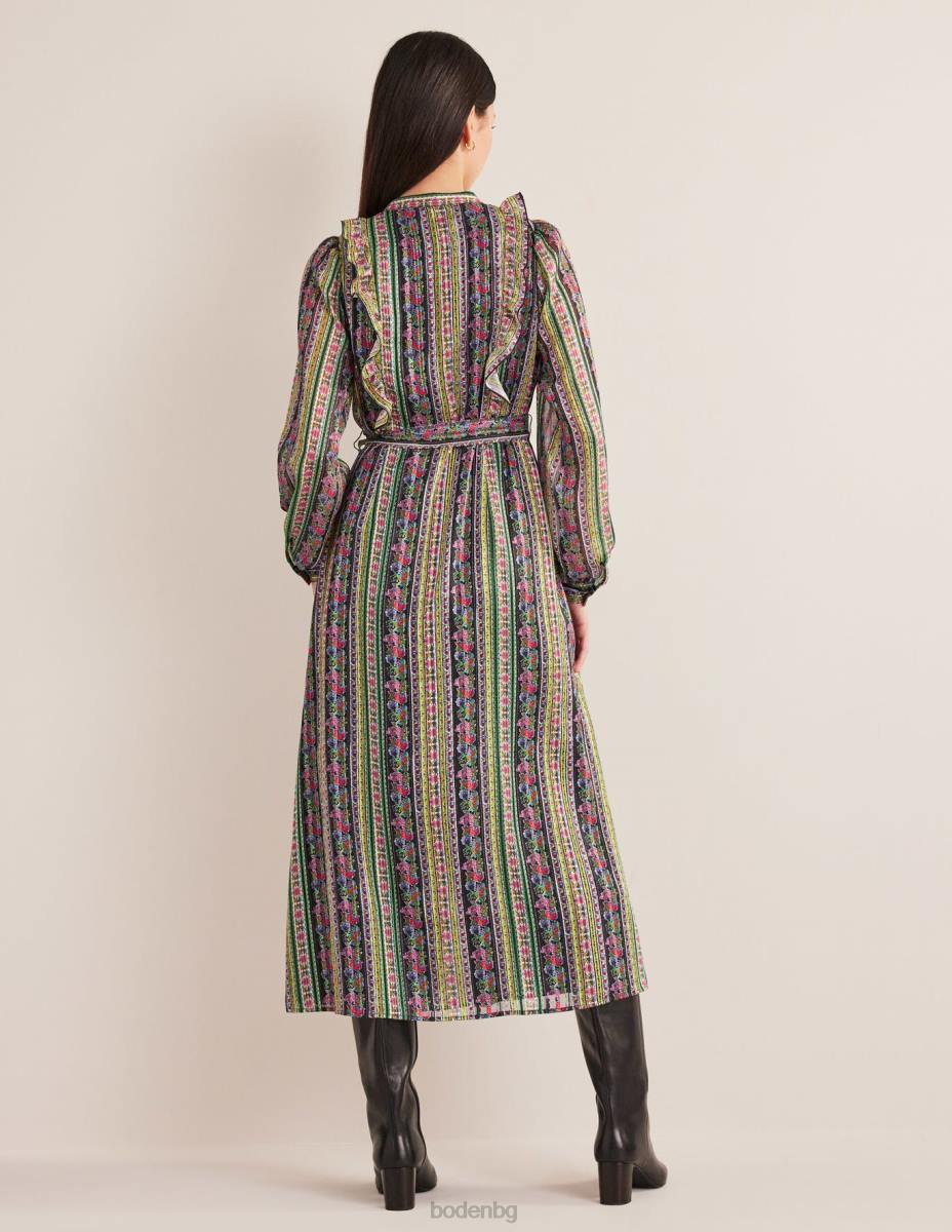 облекло Boden метална миди рокля с волани мулти и цъфтеж на карамфил Жени LL682065