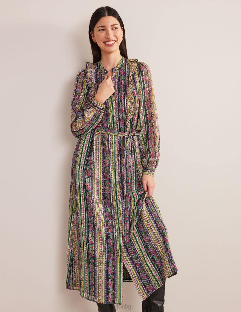 облекло Boden метална миди рокля с волани мулти и цъфтеж на карамфил Жени LL682065