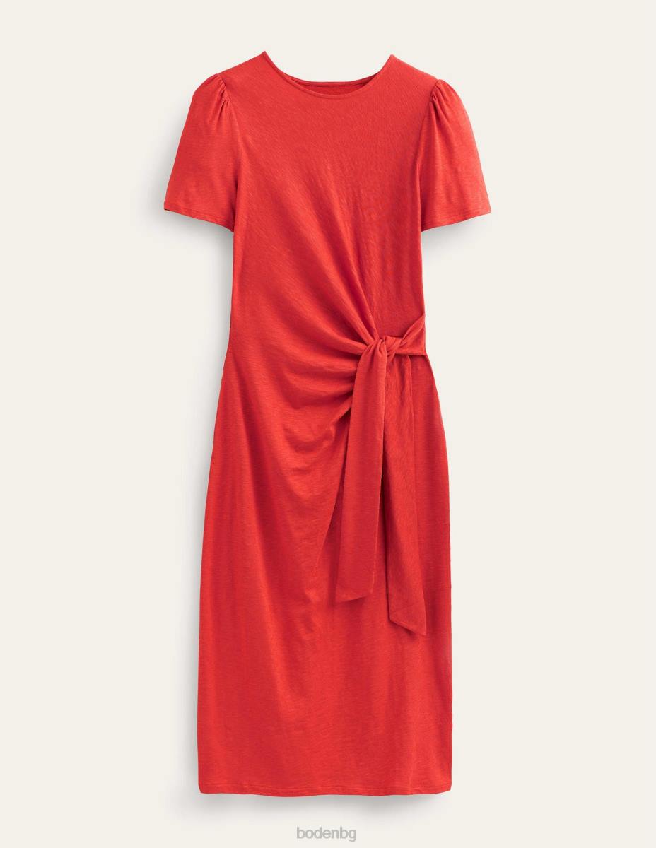 облекло Boden миди рокля от трико с възли отпред ръжда Жени LL682069