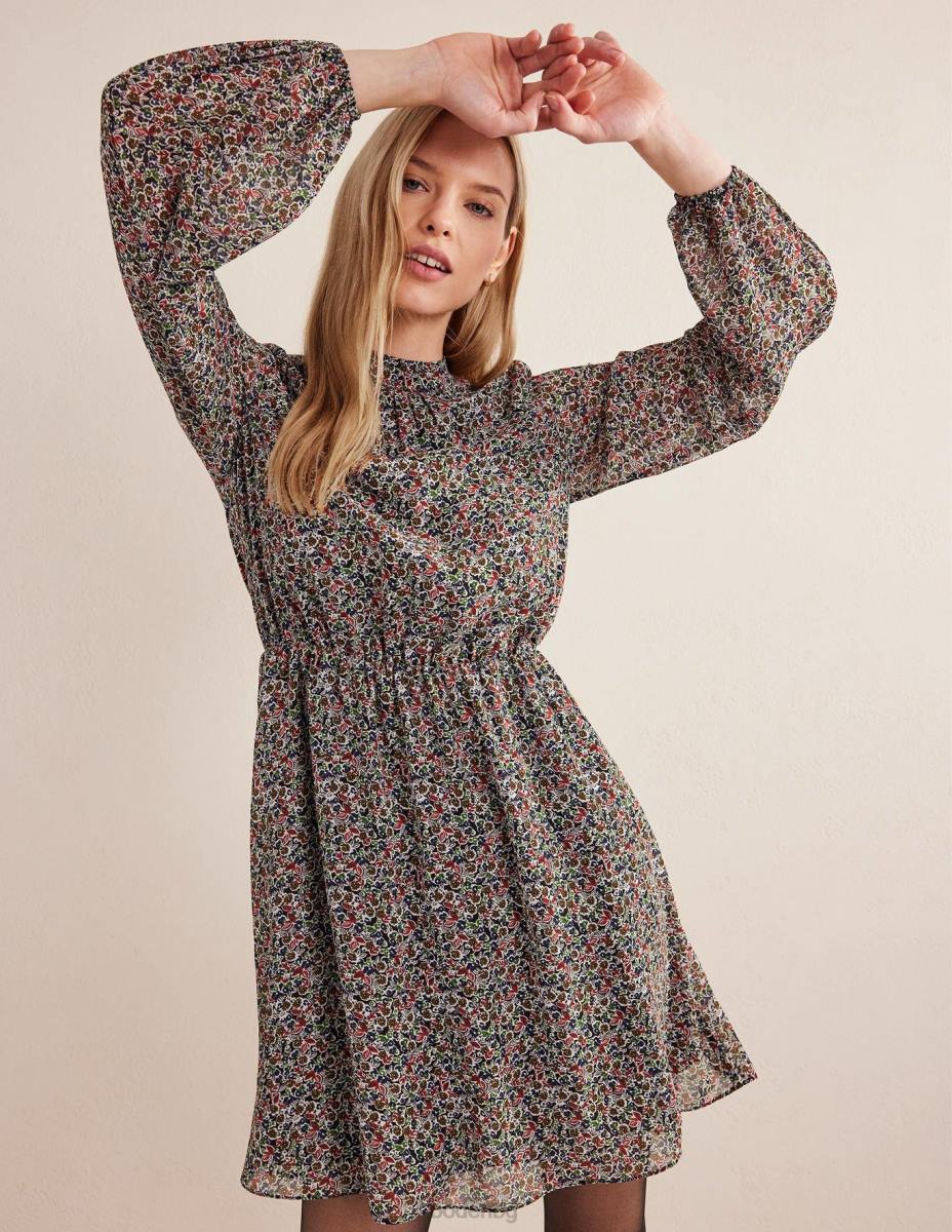 облекло Boden мини рокля с високо деколте тоалетна черна и венчелистче Жени LL682095