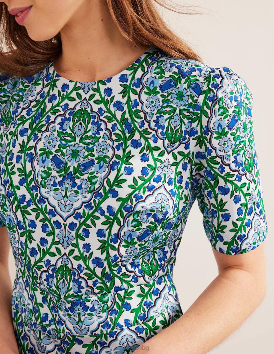 облекло Boden памучна мини рокля тераса с ленени семена и лози Жени LL682111