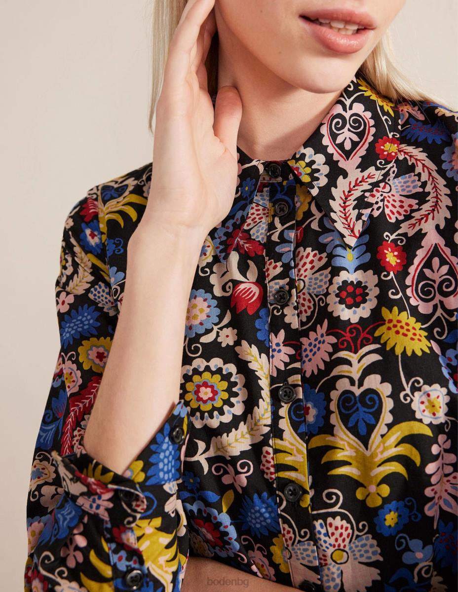 облекло Boden многоетажна памучна мини рокля с риза мулти и тропически чар Жени LL682123