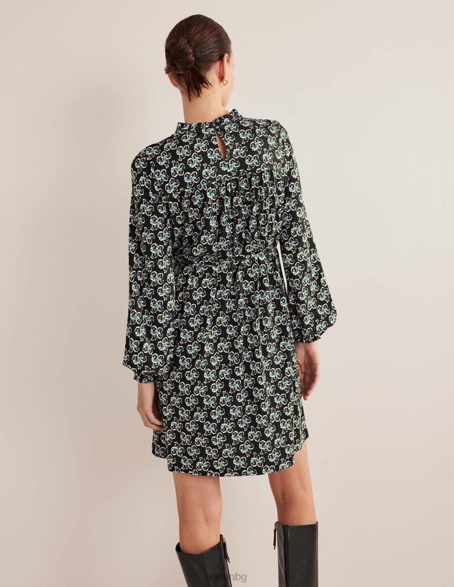 облекло Boden лесна рокля от трико с мини трико черно и венчелистче цвят Жени LL682124