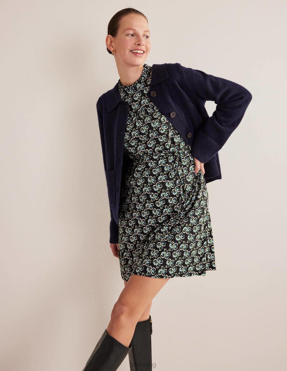 облекло Boden лесна рокля от трико с мини трико черно и венчелистче цвят Жени LL682124