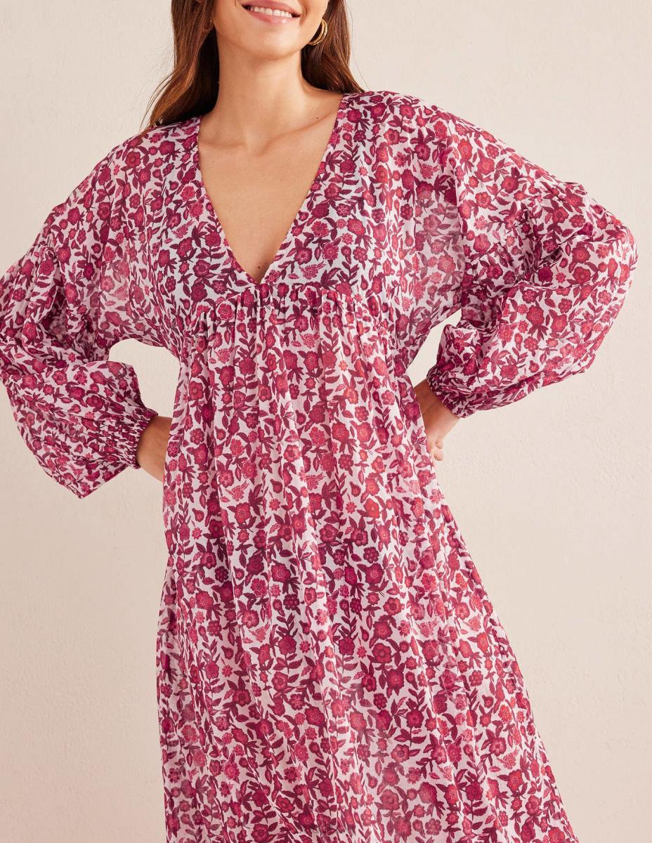 облекло Boden макси империя плажен кафтан цъфтеж на коледна звезда и теменуга Жени LL682125