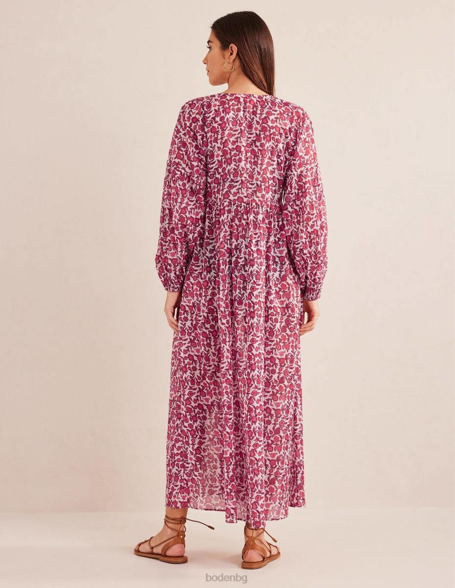 облекло Boden макси империя плажен кафтан цъфтеж на коледна звезда и теменуга Жени LL682125