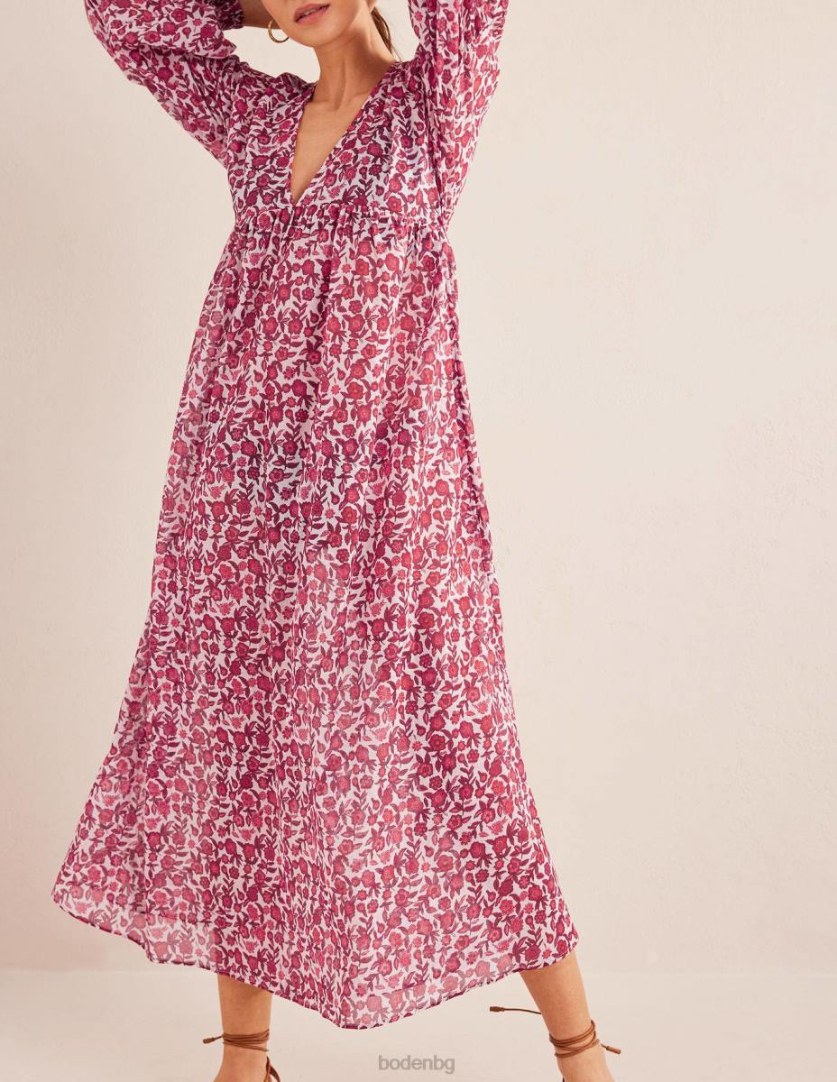 облекло Boden макси империя плажен кафтан цъфтеж на коледна звезда и теменуга Жени LL682125