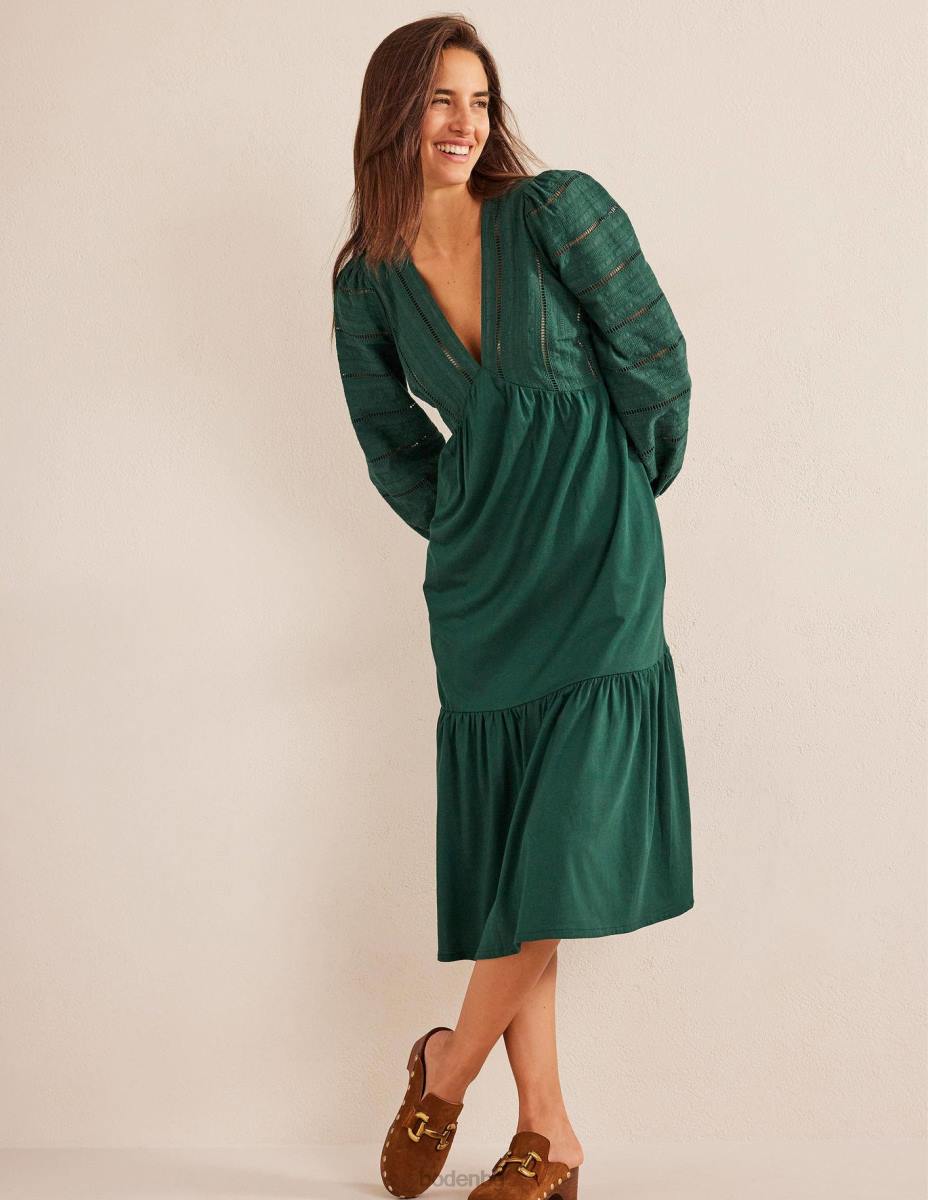 облекло Boden рокля от миди трико от тъкано трико изумрудена нощ Жени LL682128
