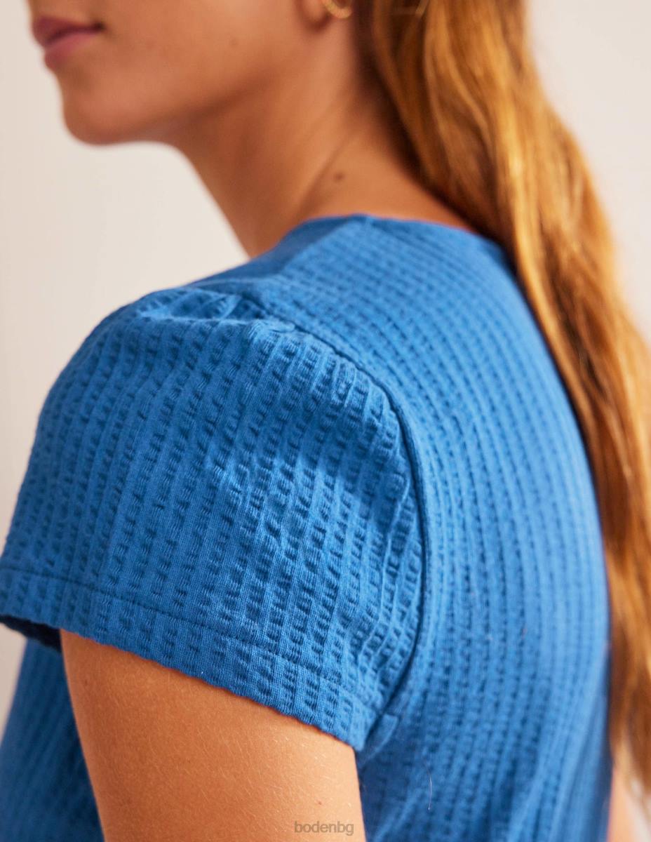 облекло Boden рокля за чай от трико от сиърсукър сапфир Жени LL682135