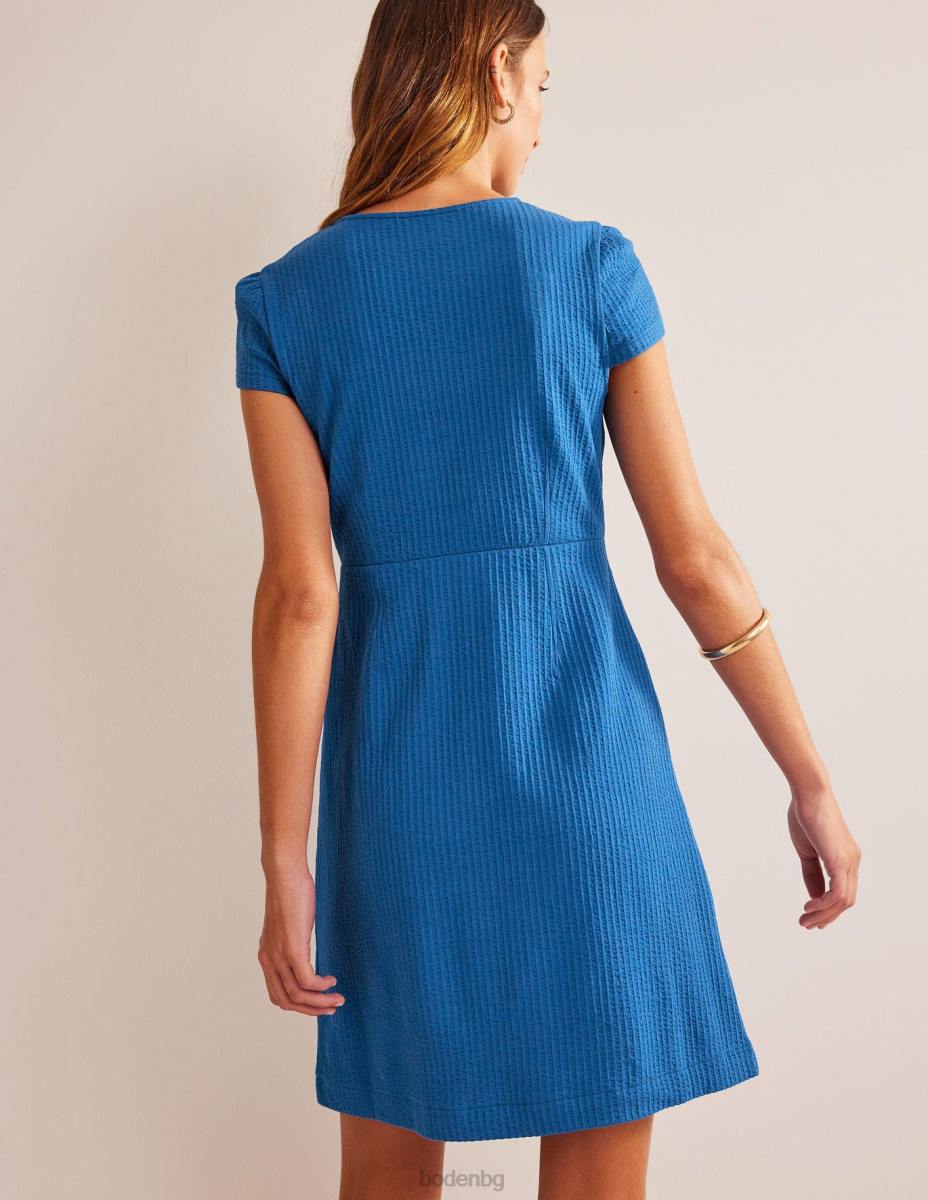 облекло Boden рокля за чай от трико от сиърсукър сапфир Жени LL682135