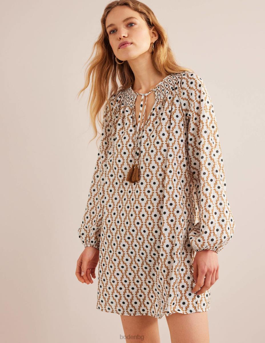 облекло Boden плажен кафтан с пушено деколте кашу и гео транс Жени LL682142